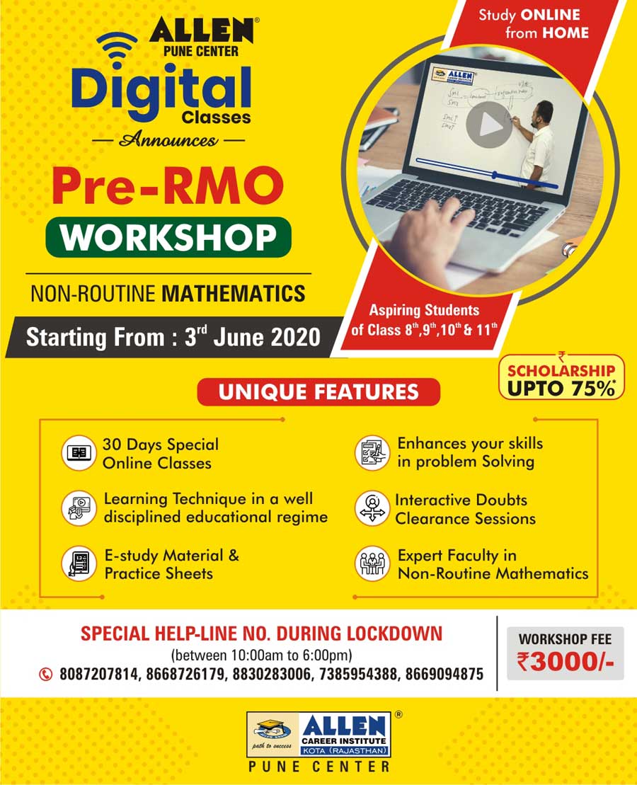 Pre Rmo Pre-RMO Online Workshop for Students of Class 8th, 9th,10th & 11th
